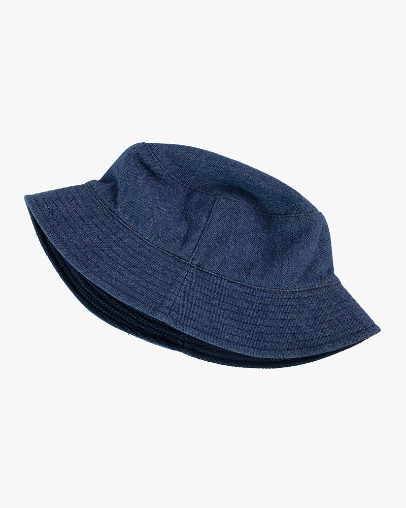 Kiriko Original Bucket Hat, Reversible Navy Sashi-ori and Denim