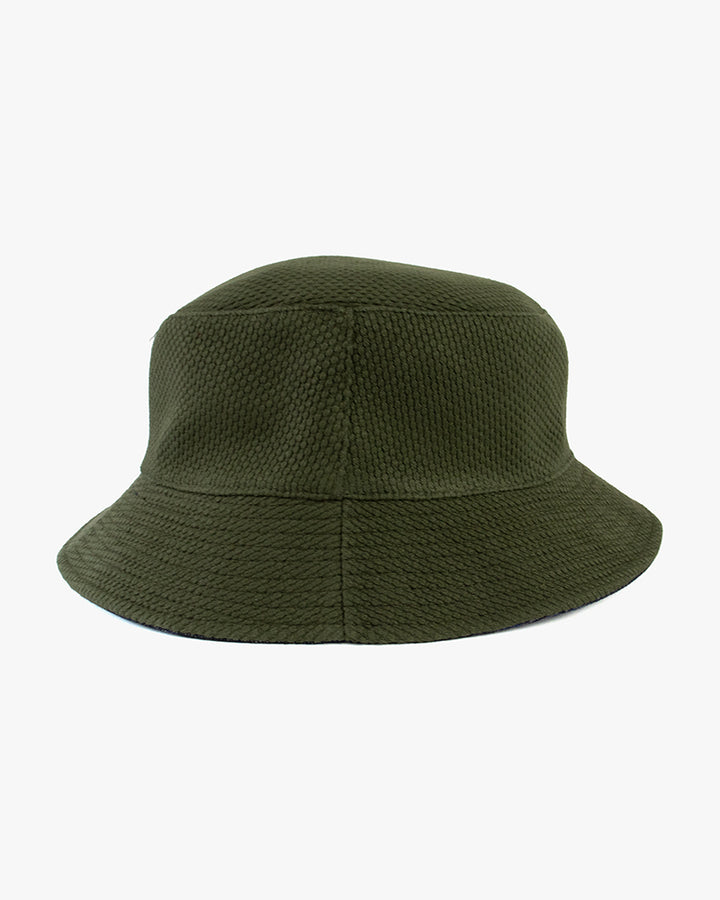 Kiriko Original Bucket Hat, Reversible Green Sashi-ori and Denim