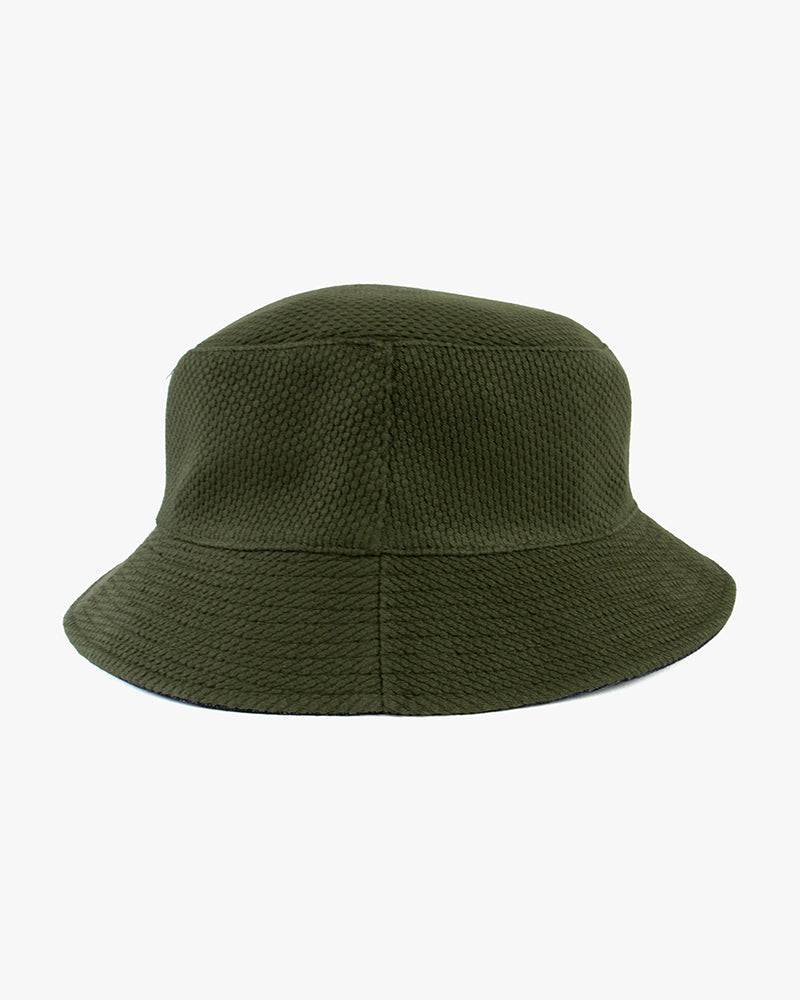 Kiriko Original Bucket Hat, Reversible Green Sashi-ori and Denim