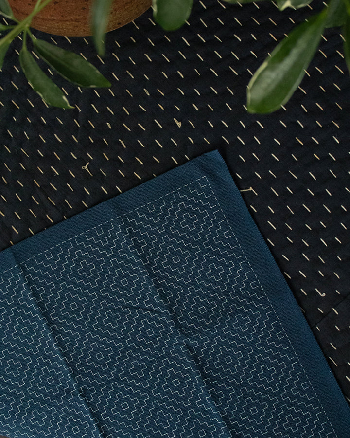 Hana-Fukin Sashiko Sampler, Kakinohana Small, Navy