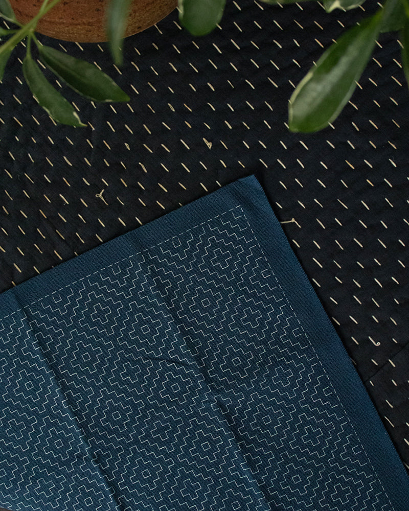 Hana-Fukin Sashiko Sampler, Kakinohana Small, Navy