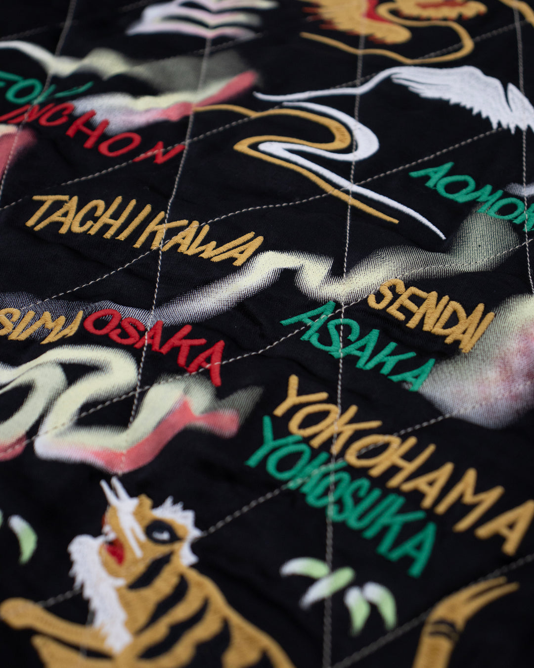 Japanese Repro Souvenir Jacket, L, Houston, Japan Prefecture Back Design