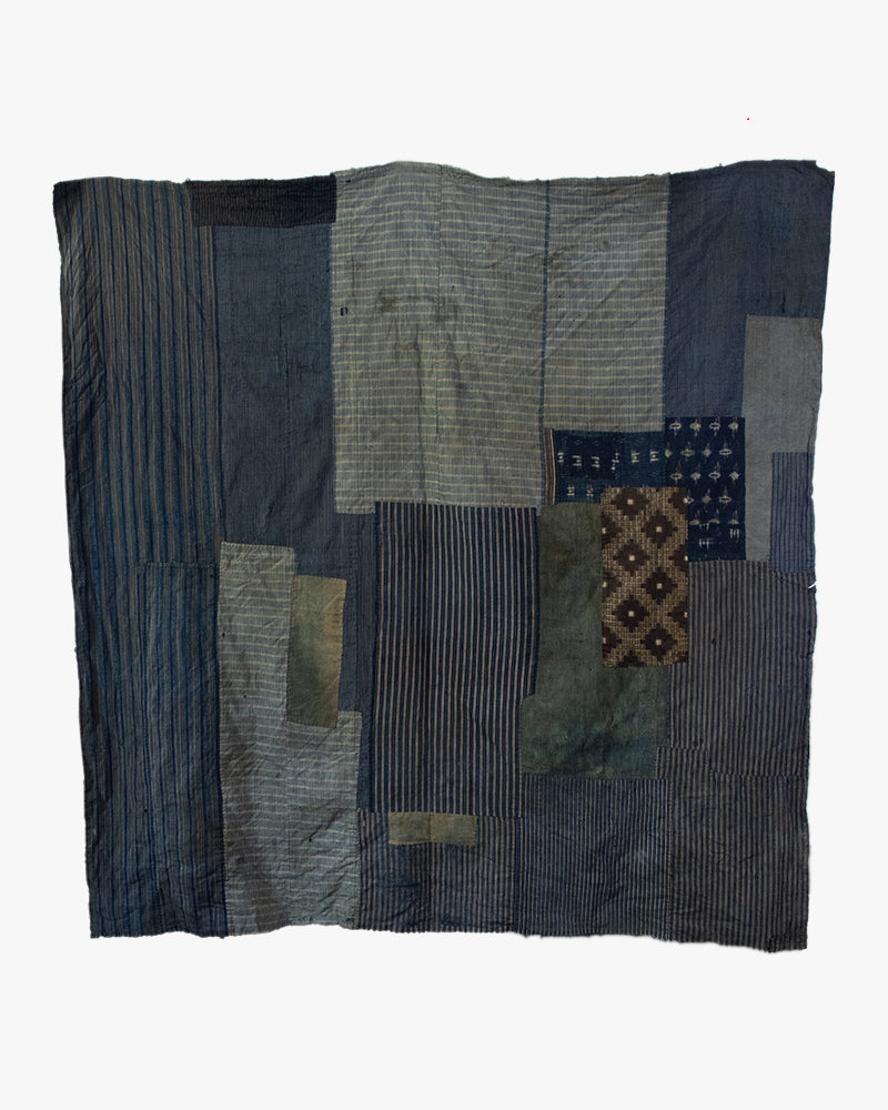 Vintage Boro Blanket, Indigo Kasuri and Shima with Patches