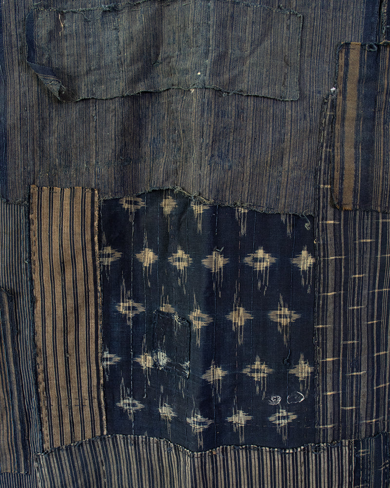 Vintage Boro Blanket, Indigo Kasuri and Shima with Patches