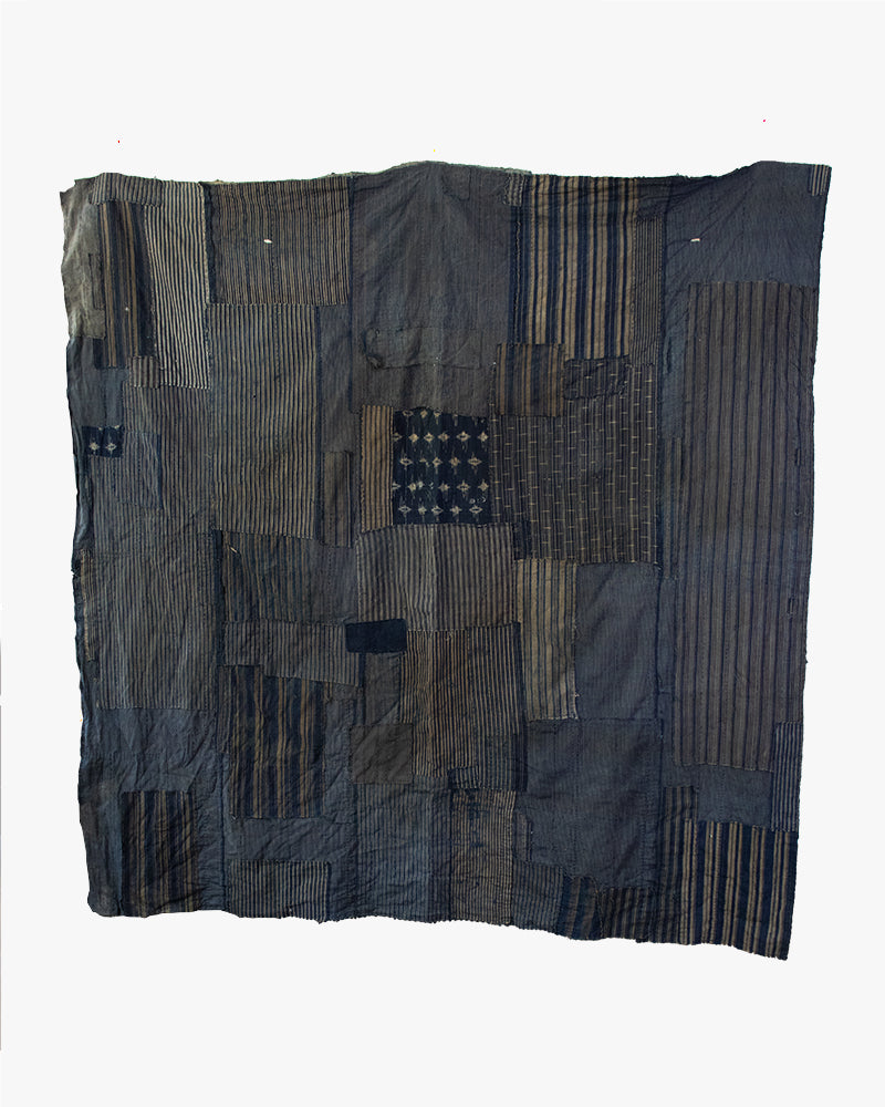 Vintage Boro Blanket, Indigo Kasuri and Shima with Patches