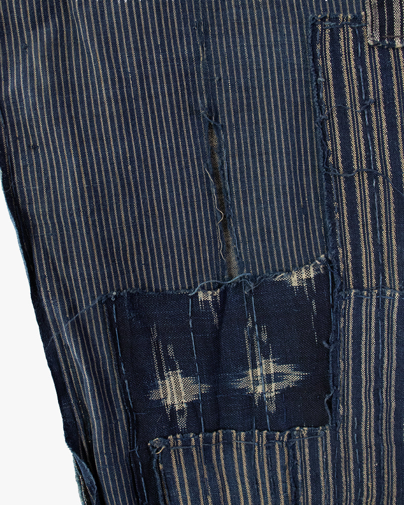 Vintage Boro Blanket, Indigo Kasuri and Shima with Patches