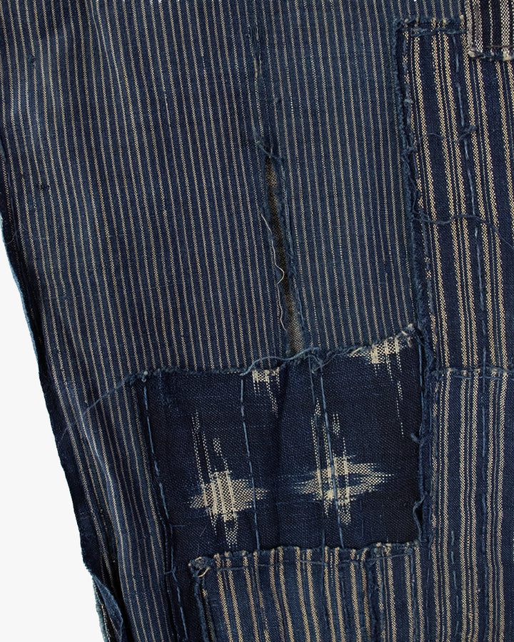 Vintage Boro Blanket, Indigo Kasuri and Shima with Patches
