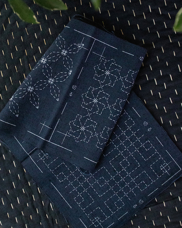 Sashiko Coaster Kit, Kofu Tsumugi, Navy