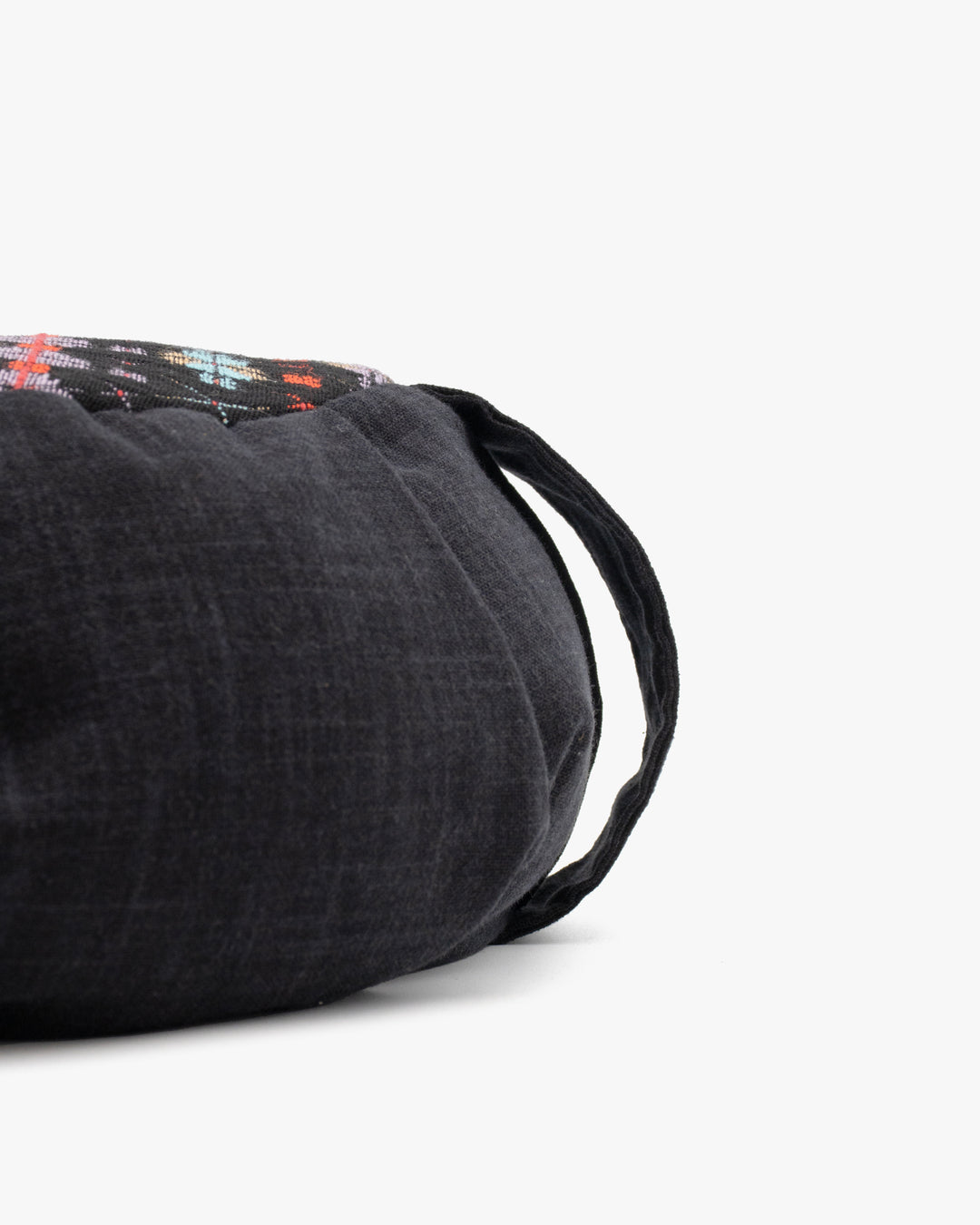 Kiriko Original Meditation Pillow, Two-Tone Zafu, Black and Multicolor Chrysanthemum Jacquard