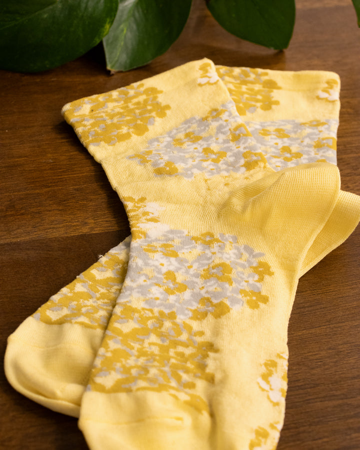 Debby Co., Crew Socks, Andé Collection, Yellow Hydrangea