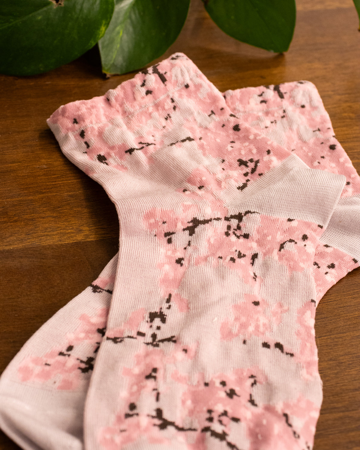Debby Co., Crew Socks, Andé Collection, Pink Branches