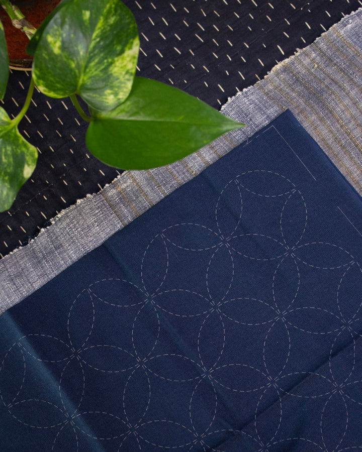Olympus Sashiko Placemats, Shippo Tsunagi, Navy