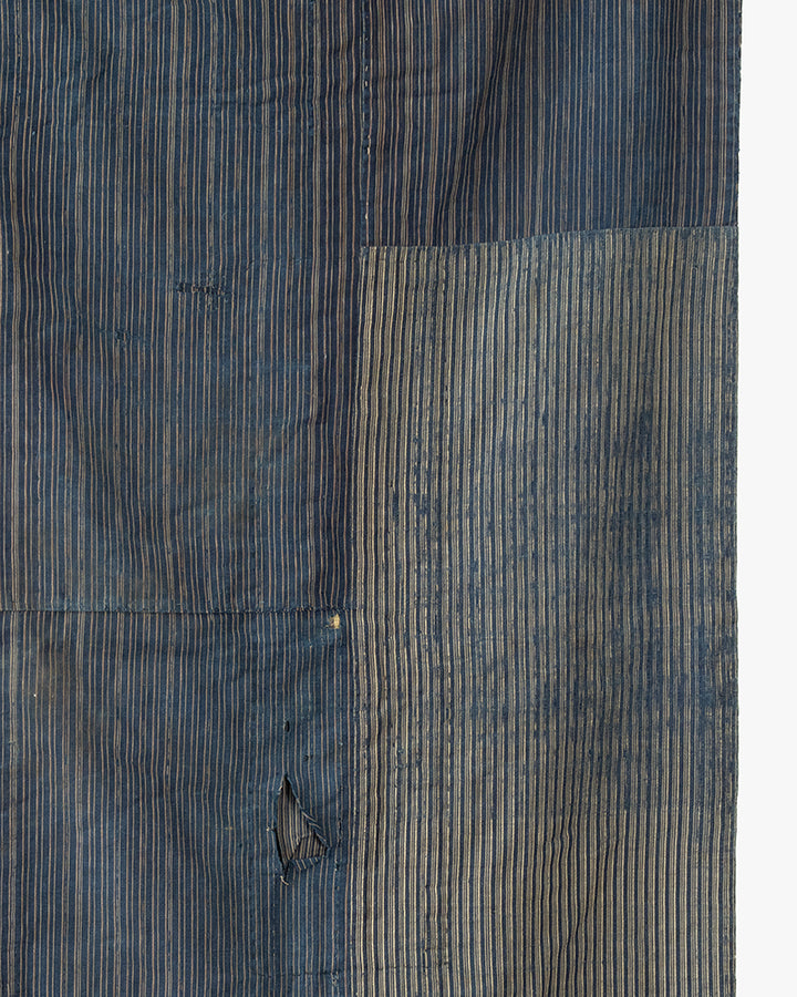 Vintage Boro Blanket, Faded Katazome and Indigo Plaid
