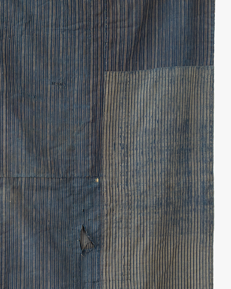 Vintage Boro Blanket, Faded Katazome and Indigo Plaid