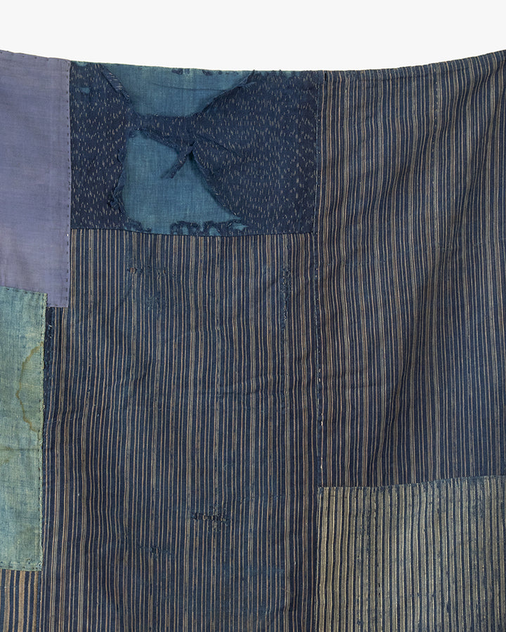 Vintage Boro Blanket, Faded Katazome and Indigo Plaid