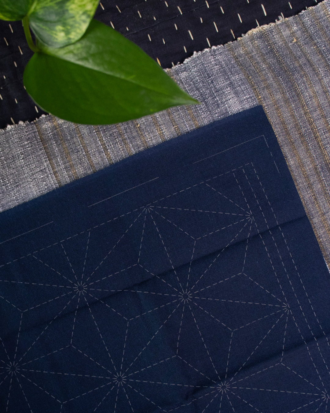 Hana-Fukin Placemat Sashiko Sampler, Asanoha, Navy