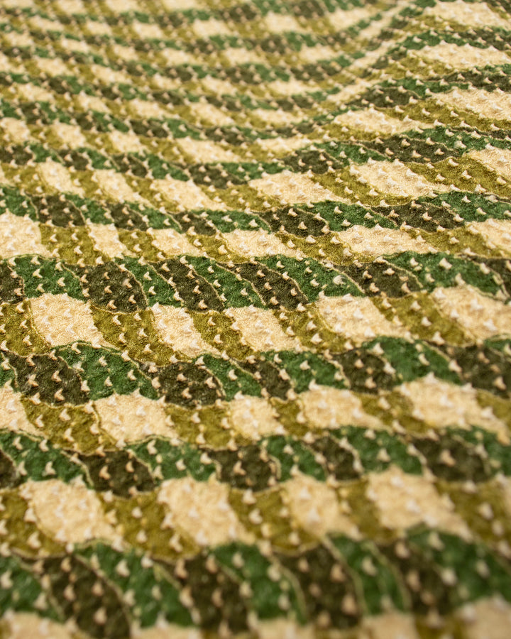 Kiriko Custom, Altered Haori Jacket, Full Shibori, Abstract Green Field