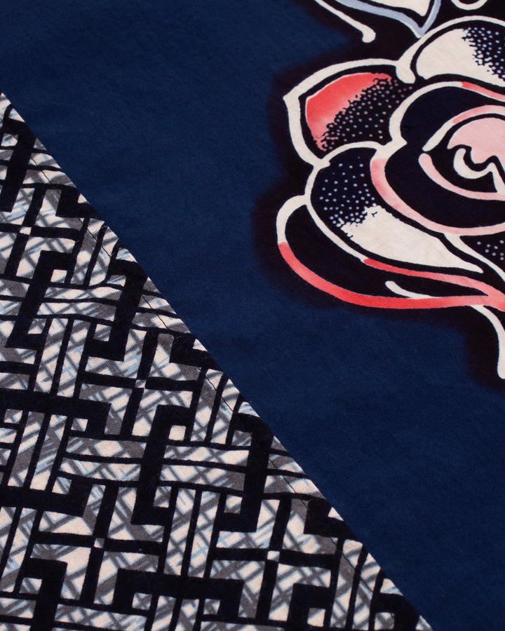 Kiriko Original Scarf, Split Yukata, Wide, Pink and Blue Roses