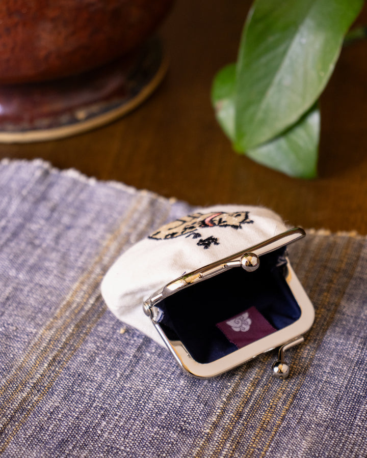 Wa Modern, Embroidered Mini Coin Purse, Neko