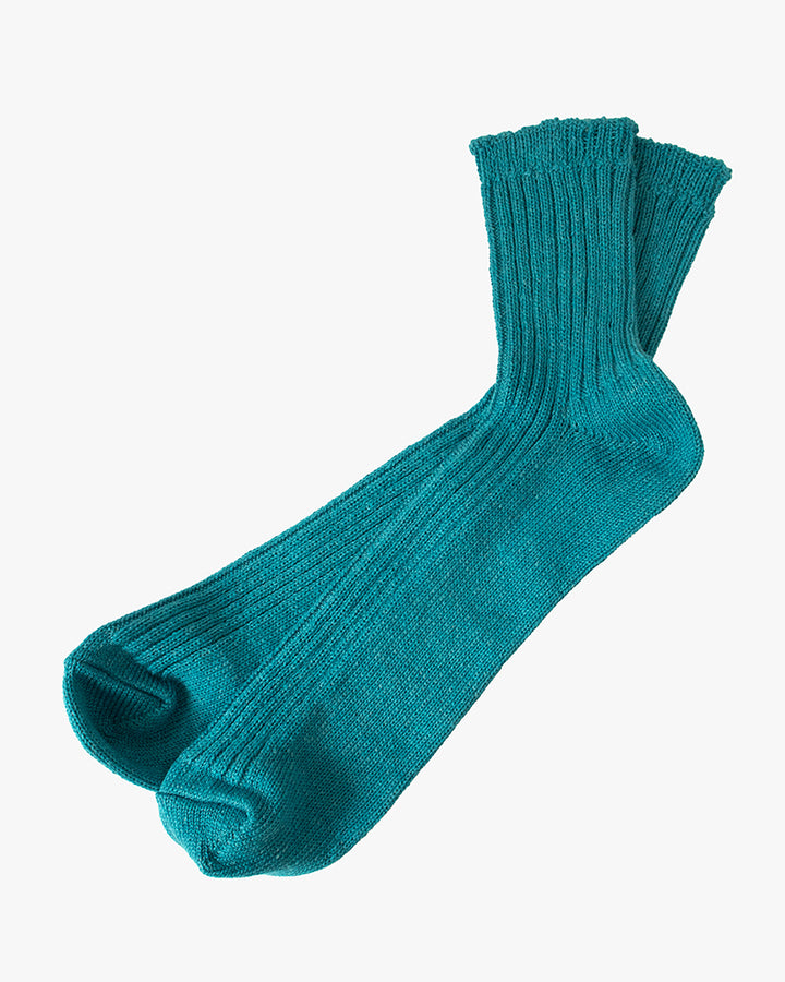 Knitwin, Crew Socks, Linen Ribbed, Praha Tenkawa River