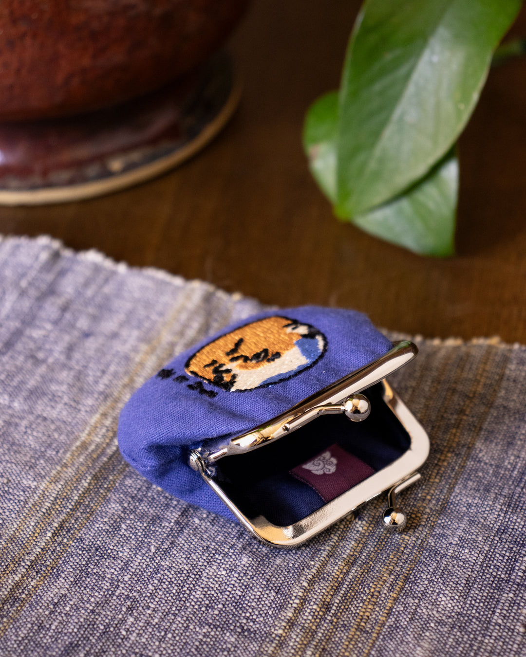 Wa Modern, Embroidered Mini Coin Purse, Otoko
