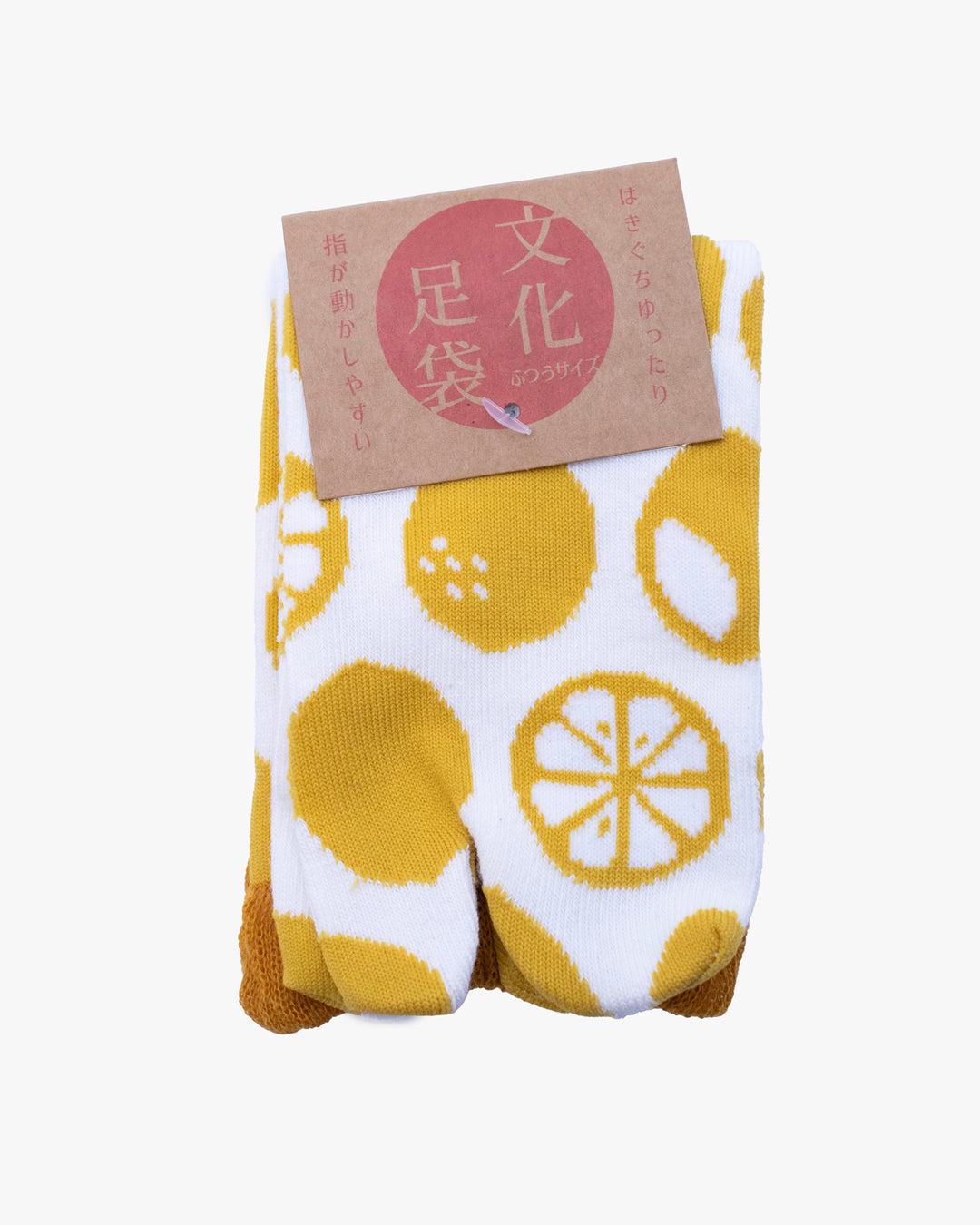 Kurochiku, Tabi Socks, Crew, White with Yellow Yuzu (S/M)