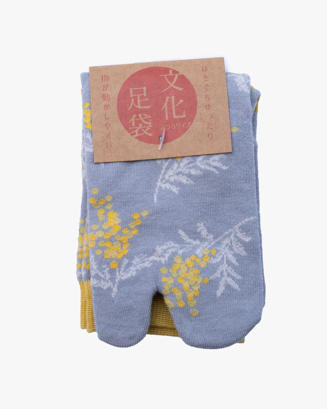 Kurochiku, Tabi Socks, Crew, Gray with Yellow and White Flowers (S/M)