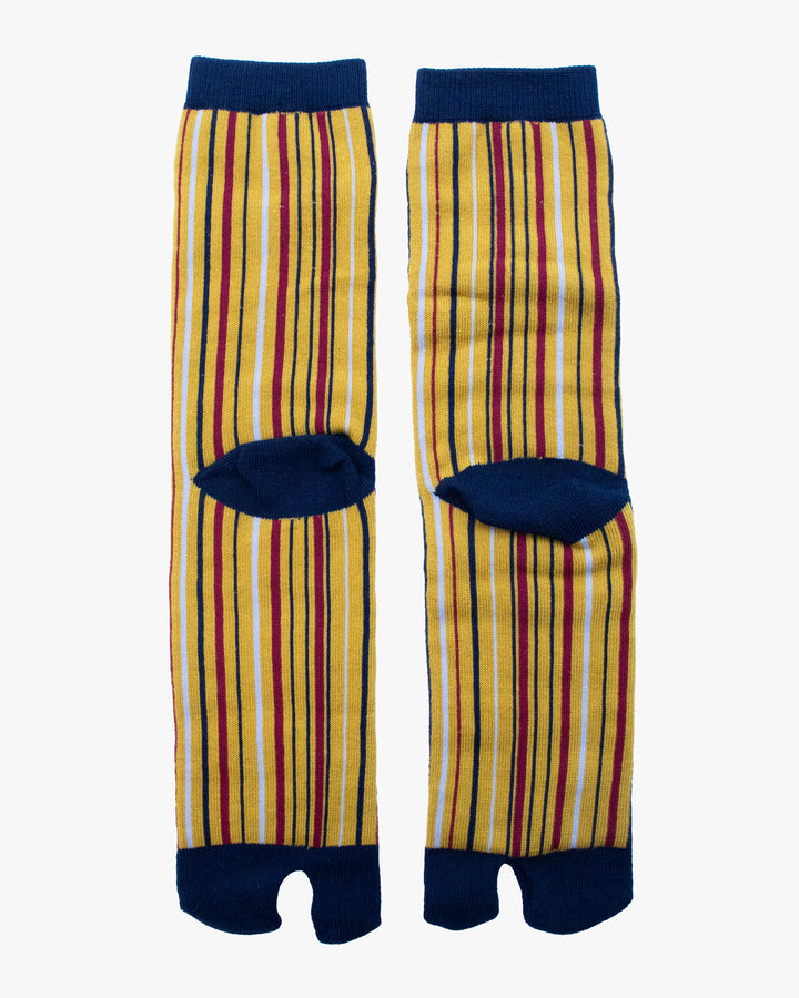 Kurochiku, Tabi Socks, Yellow with Red and Grey Shima (M/L)