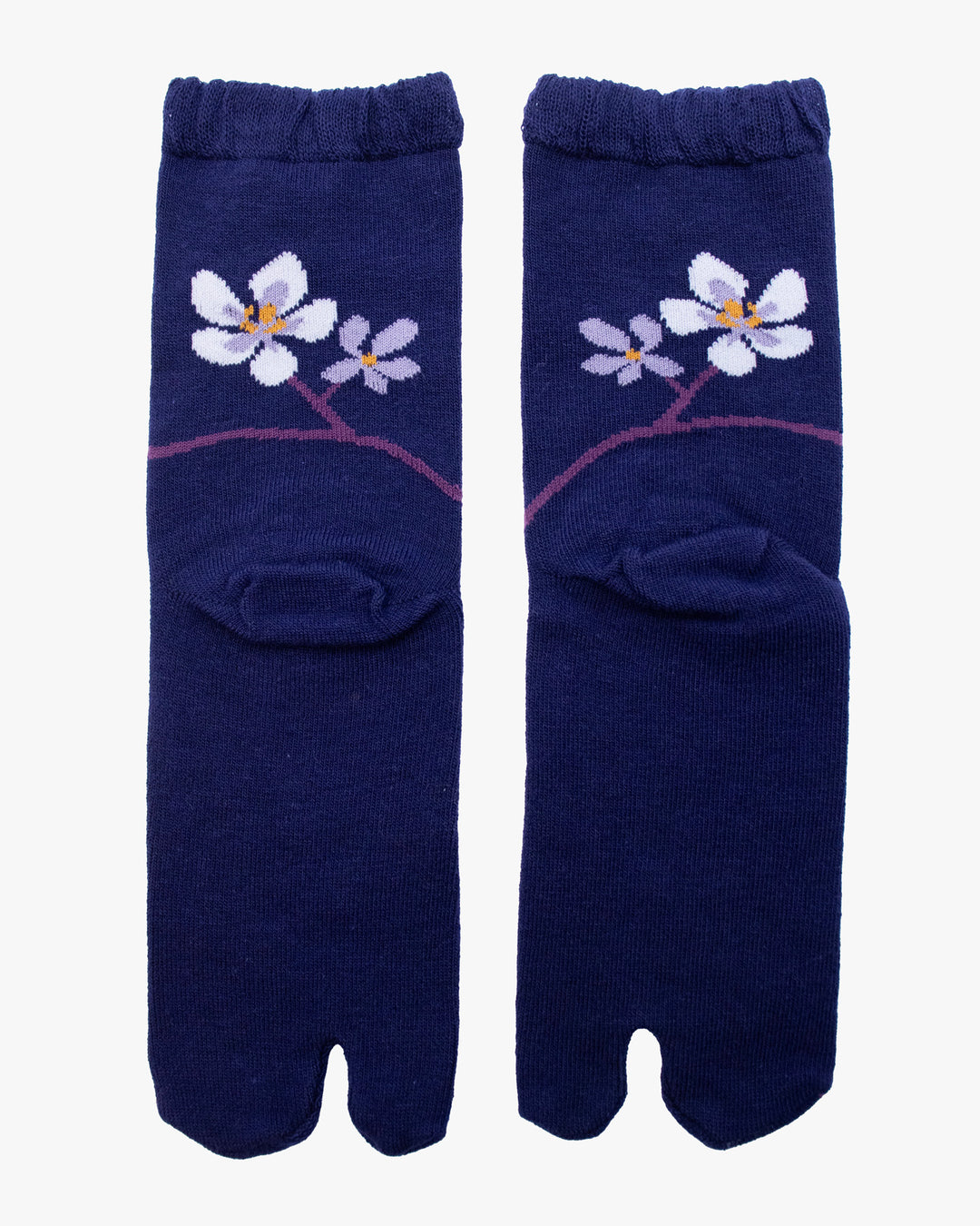 Kurochiku, Tabi Socks, Crew,Purple with Lavender and Yellow Flowers (S/M)