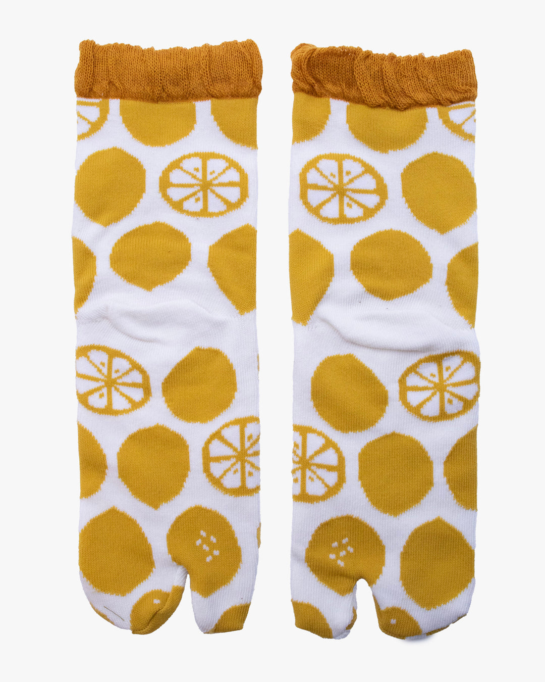 Kurochiku, Tabi Socks, Crew, White with Yellow Yuzu (S/M)