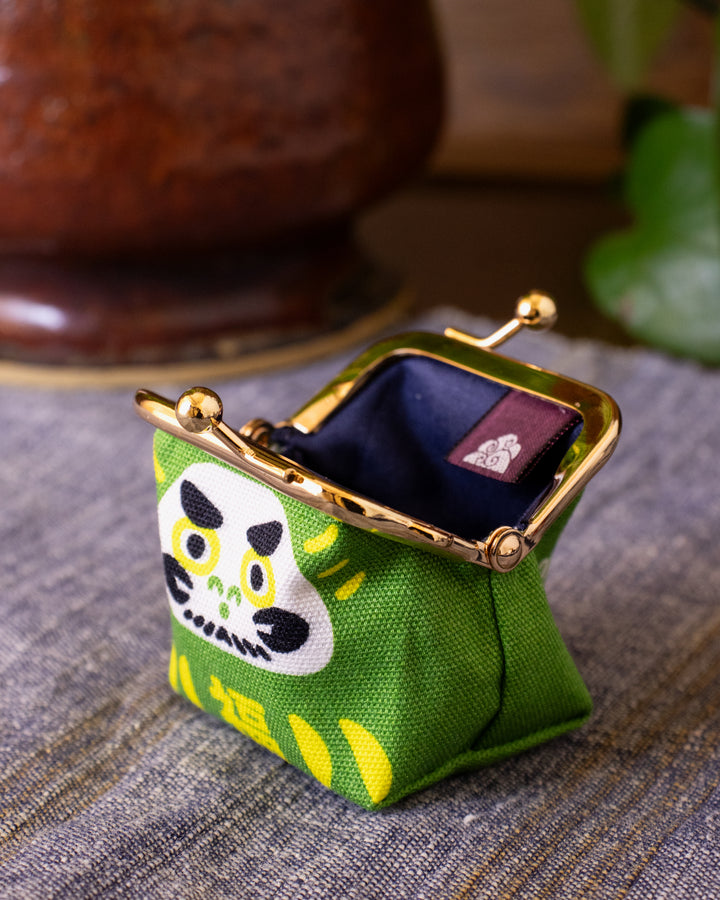 Wa Modern, Mini Coin Purse, Green Kaiun Daruma