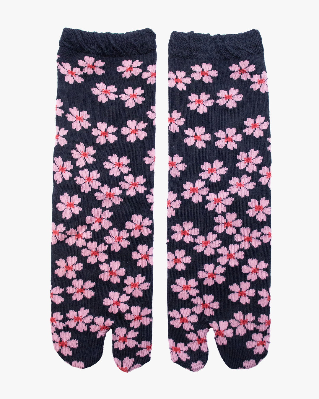 Kurochiku, Tabi Socks, Crew, Blue with Pink Flowers (S/M)