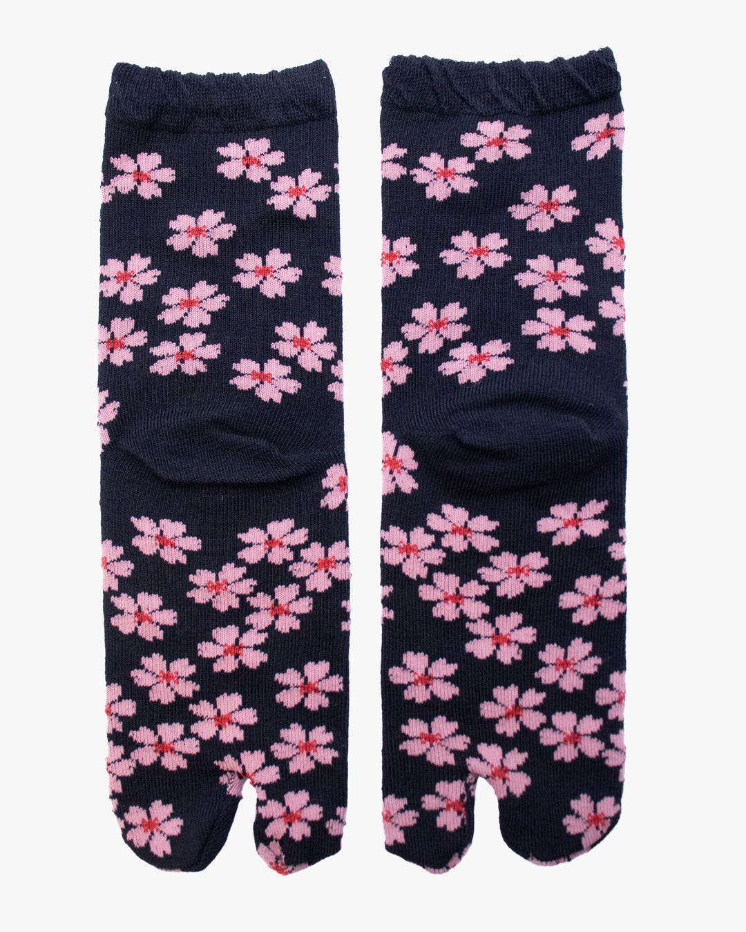 Kurochiku, Tabi Socks, Crew, Blue with Pink Flowers (S/M)