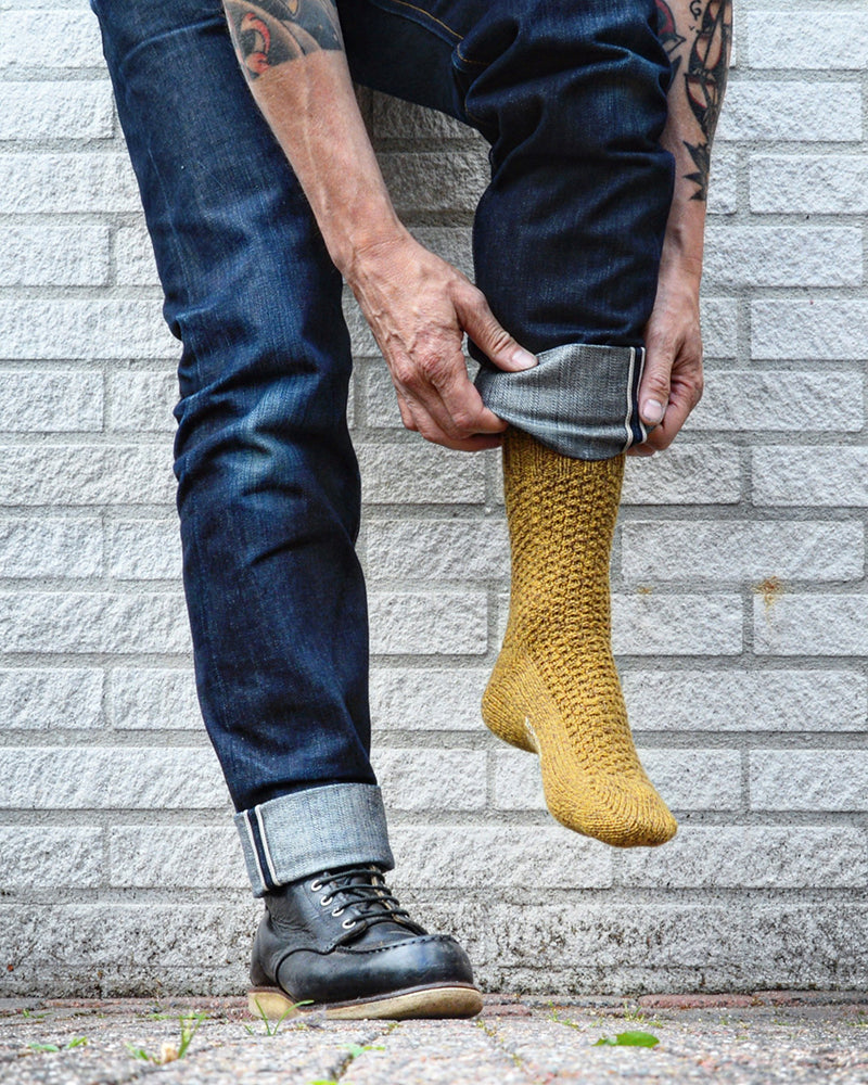 Knitwin, Boot Socks, Wool Cotton, Boston Mustard