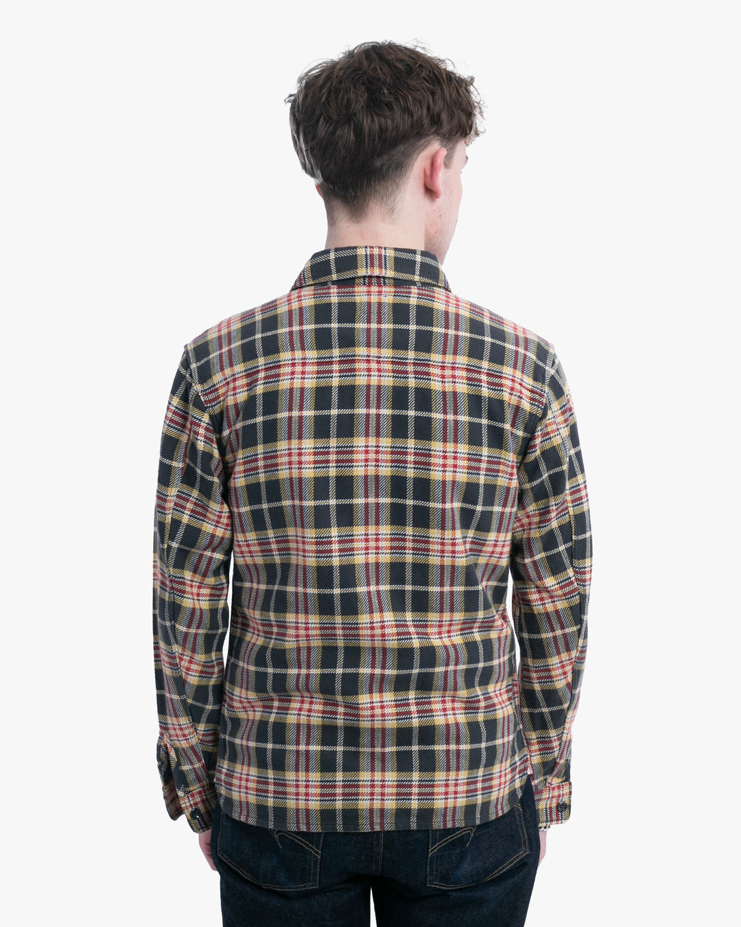 Japanese Repro Button Up Shirt, S, Flathead, Yellow/Red