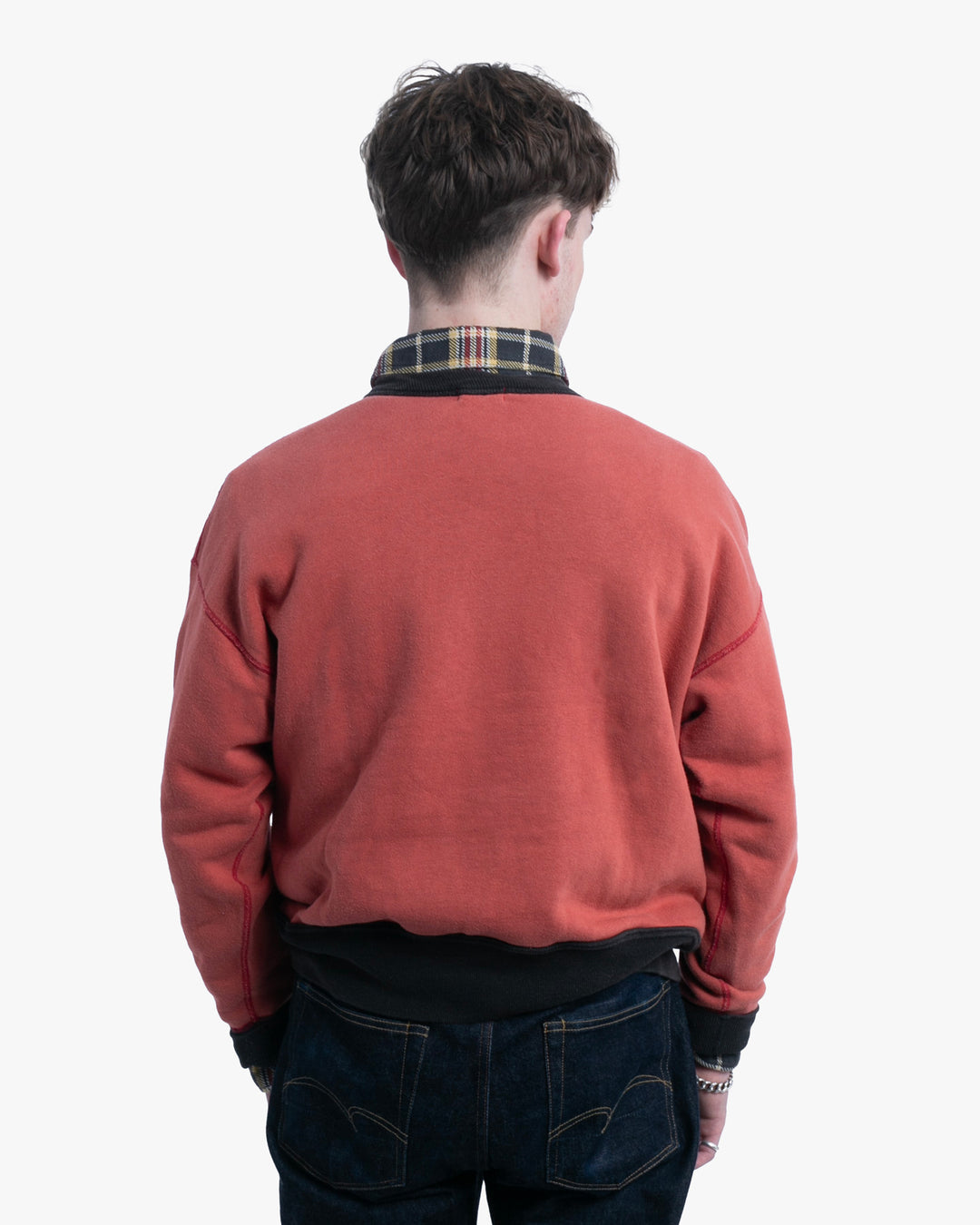 Japanese Repro Long-Sleeve Shirt, XL, Warehouse &amp; Co, Burnt Orange with Brown Contrast Rib