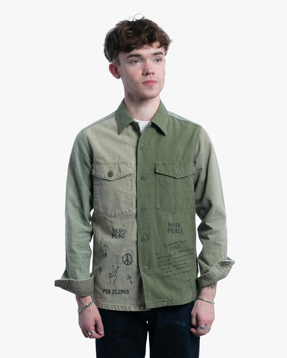 Japanese Repro Military Shirt Jacket, M, Salt Water Cowboy, Graffiti Khaki