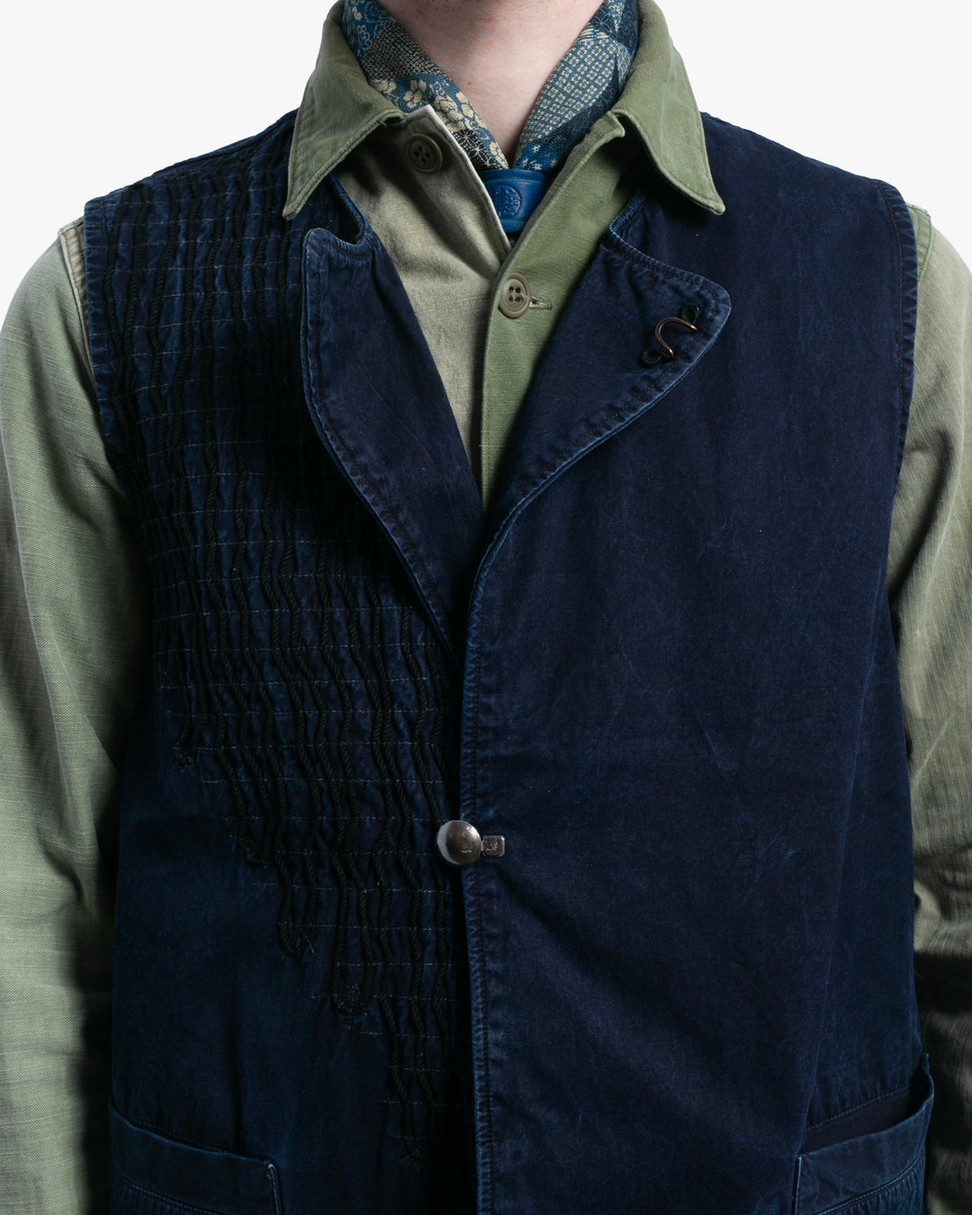 Japanese Repro Vest, L, Kapital, Textured Stitching with Concho Button