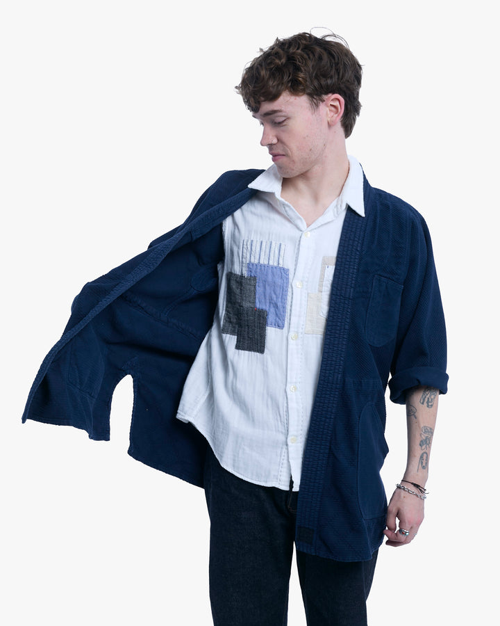 Kiriko Custom Dyed Kendogi Jacket with Pockets, Kokihanada, Sashiori Style B