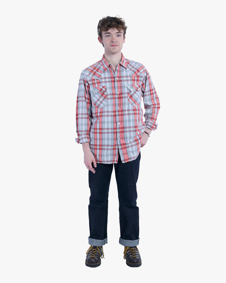 Japanese Repro Long-Sleeve Shirt, M, Real Mccoy, Orange and Grey Plaid