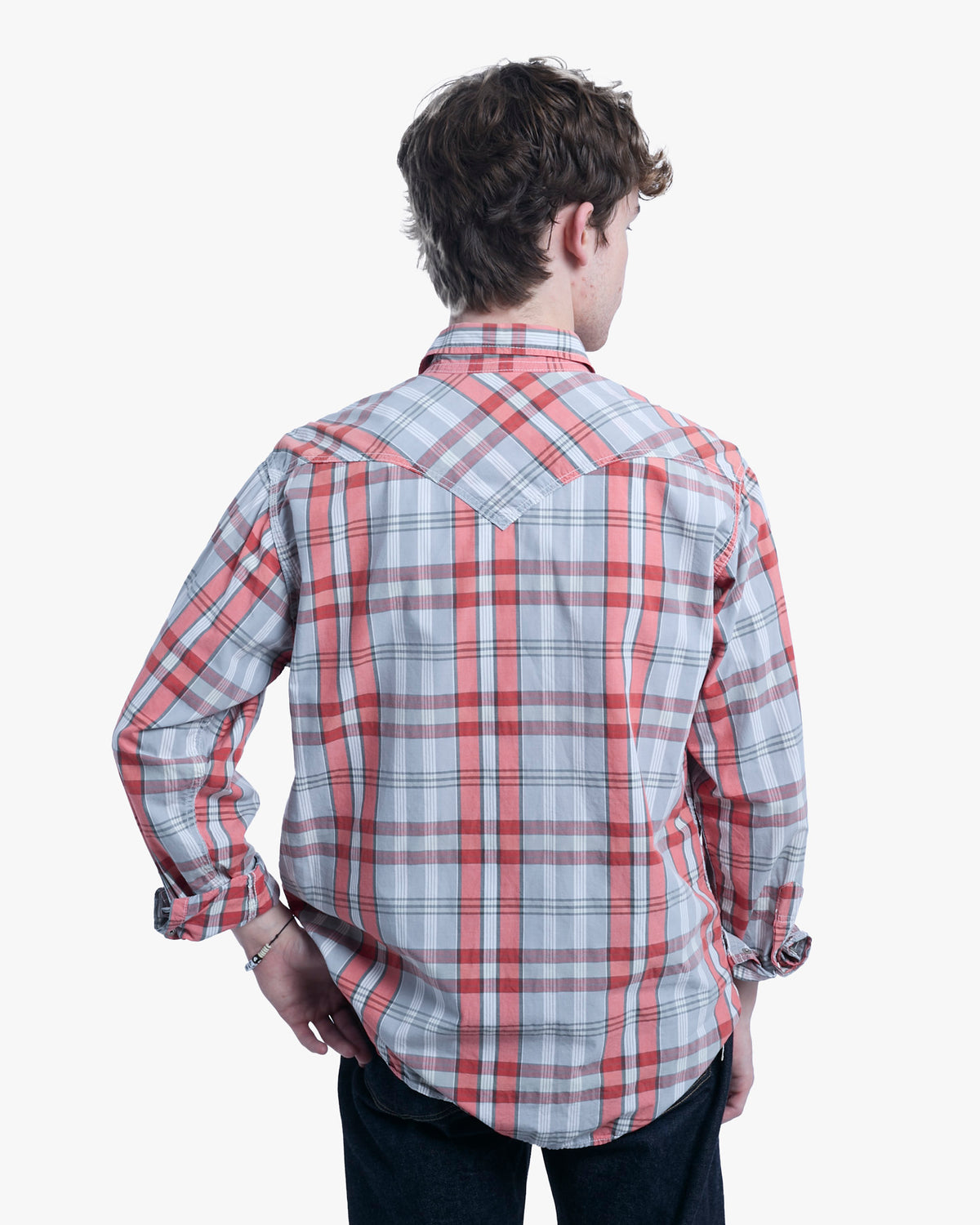 Japanese Repro Long-Sleeve Shirt, M, Real Mccoy, Orange and Grey Plaid