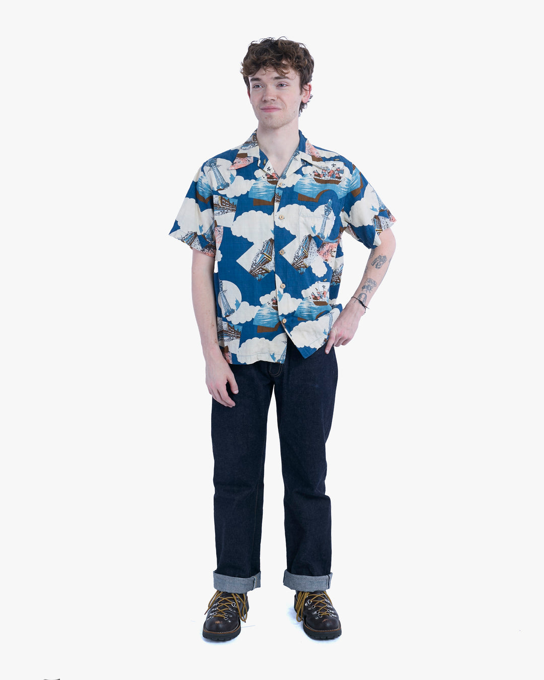 Japanese Repro Shirt, Short Sleeve Aloha Shirt, M, Studio D&