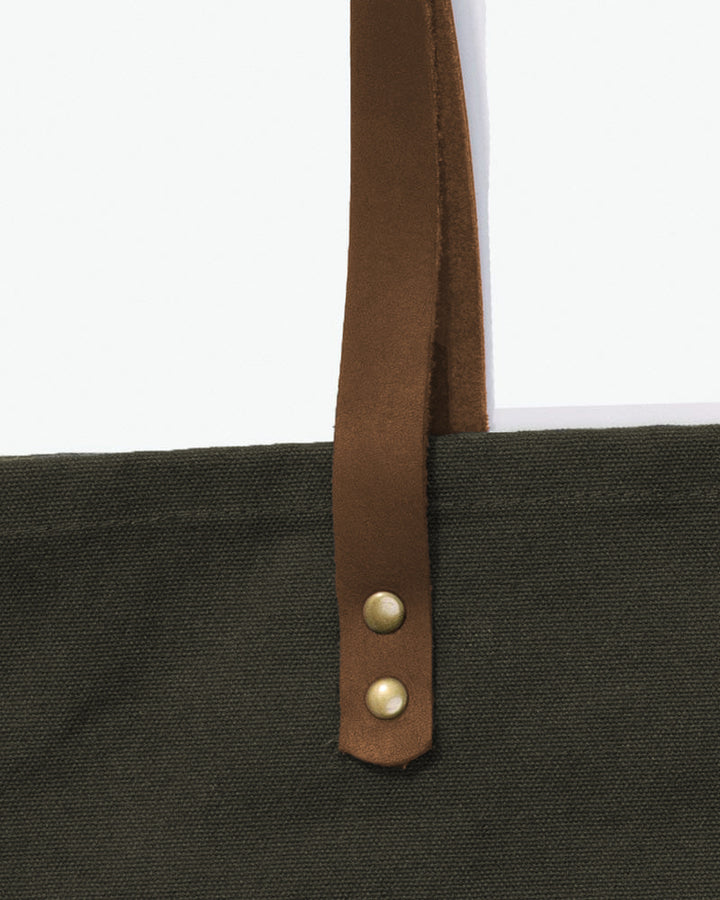 Kiriko Original Large Tote Bag, Canvas, Olive Bear