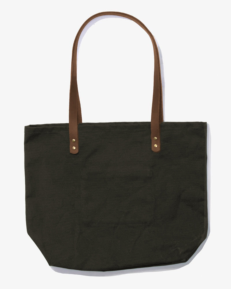 Kiriko Original Large Tote Bag, Canvas, Olive Bear
