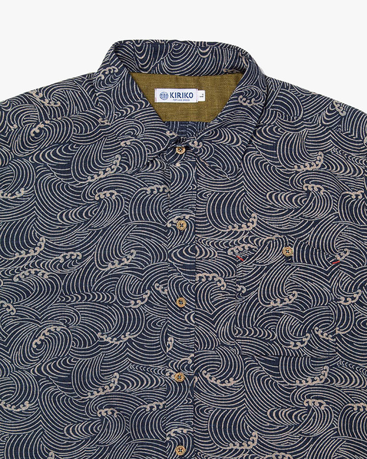 Kiriko Original Button-Up Shirt, Long Sleeve, Indigo Nami