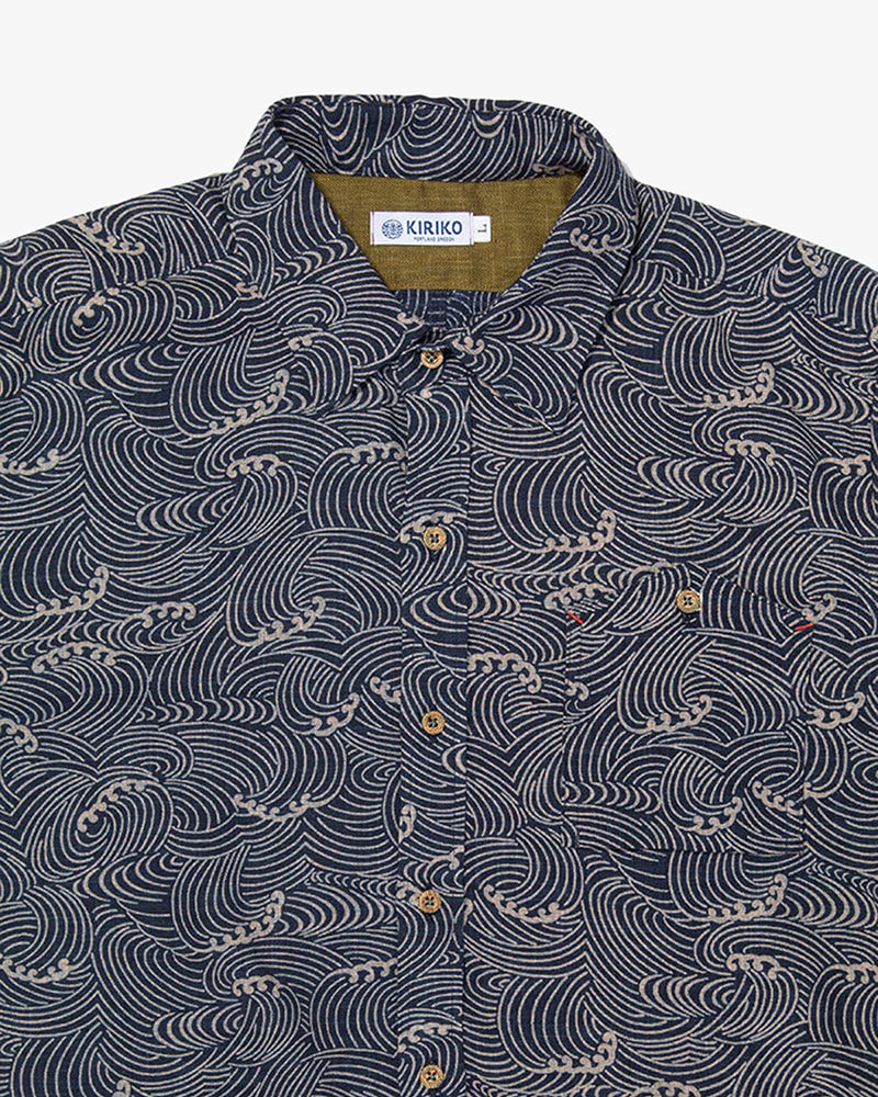 Kiriko Original Button-Up Shirt, Long Sleeve, Indigo Nami