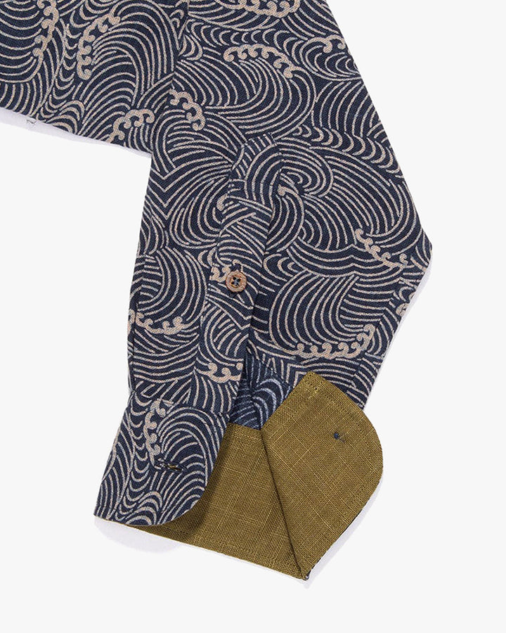 Kiriko Original Button-Up Shirt, Long Sleeve, Indigo Nami