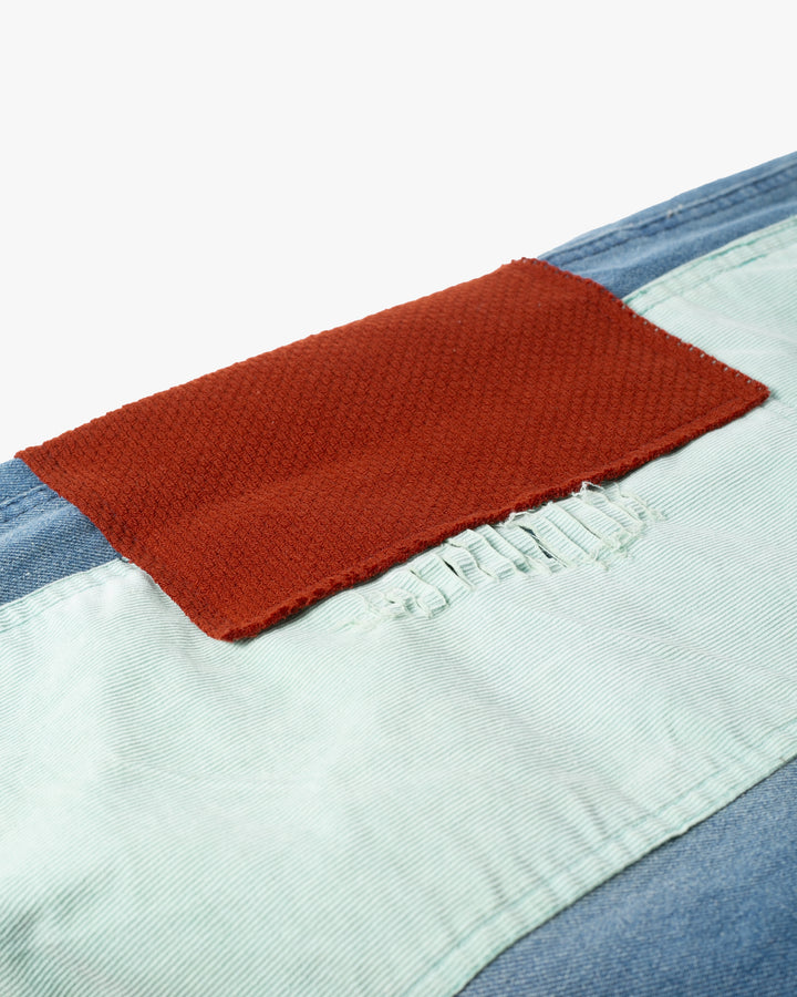 Kiriko Custom Patched Overalls, Colorblock Denim 