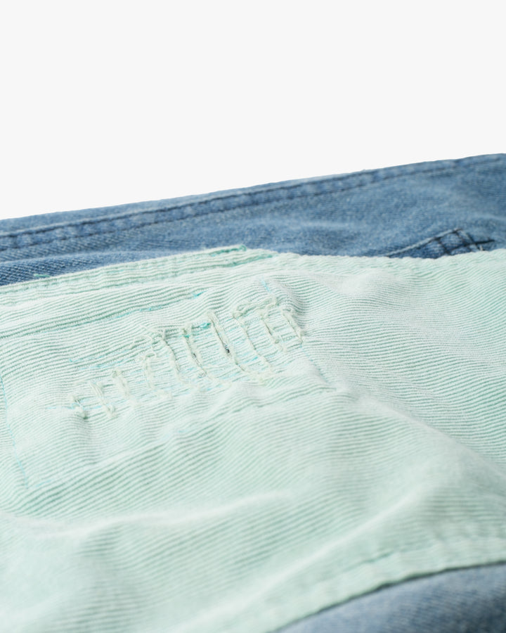 Kiriko Custom Patched Overalls, Colorblock Denim 