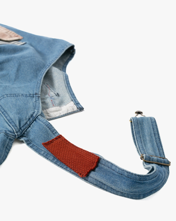 Kiriko Custom Patched Overalls, Colorblock Denim 